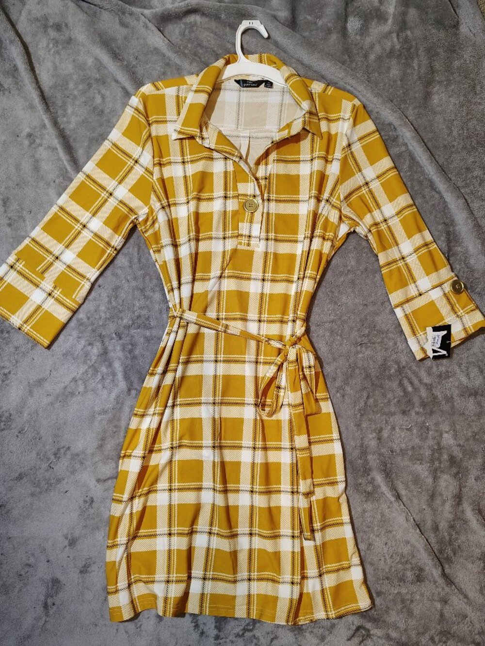 Mlle Gabrielle Dress Retro 70s Camel Plaid Austin Powers Spice Girls Mod Y2K